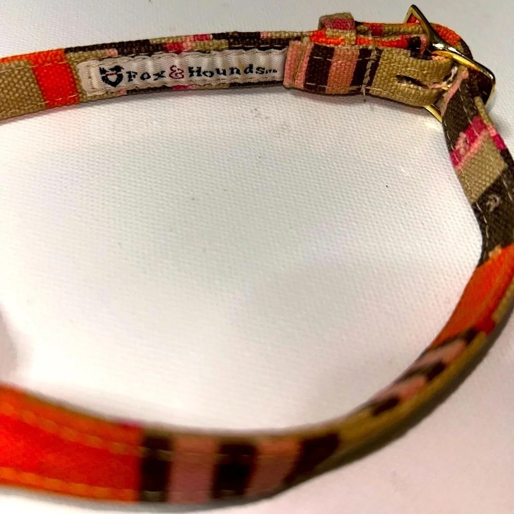🍀 3 for $25 Fox and Hound Small XS pet leash harness gold buckles orange pink